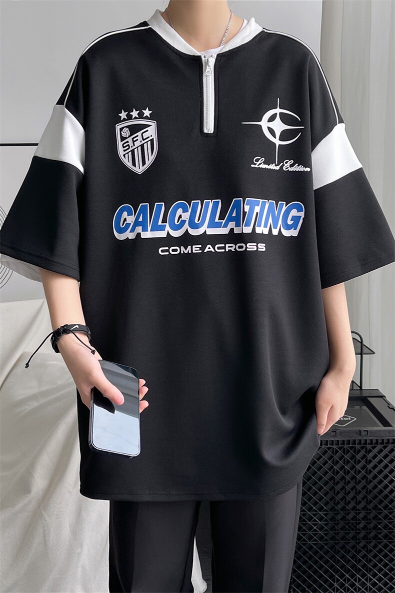港风美式字母印花设计T恤男宽短袖T恤A071-T16-P45,男装T恤,电商A071