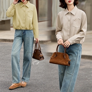 2025春秋季新款皮衣外套女pu皮翻领短款上衣拉链高级感机车服夹克图片