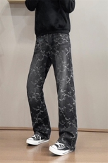 B221美式ins高街提花宽松微喇牛仔裤LK24225-特P48控78，男装牛仔裤，电商B221