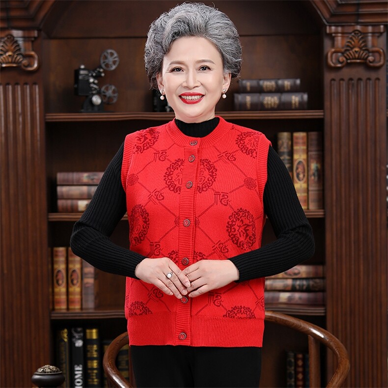 时尚潮流2024年秋季新款中老年男女款菱形马甲圆领百搭,女装马甲,衣恋羊绒