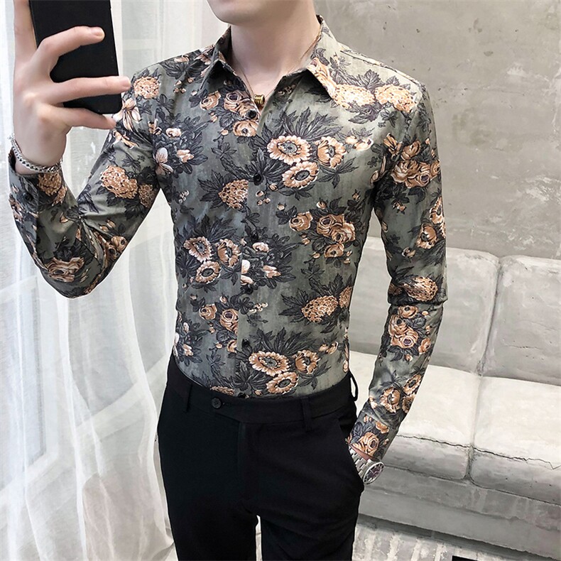 312A-5-271-P55长袖高级感秋季休闲英伦发型师韩版纯色男士衬衣,男装衬衫,星座312A-5