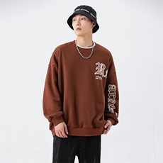 2023秋冬新款日系情侣撞色字母印花宽松圆领套头卫衣XZ055-P38，男装卫衣，星座914-3