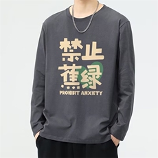1506/QH2830/P25秋季打底衫长袖纯棉秋季港风印花宽松潮流上衣，男装T恤，星座1506