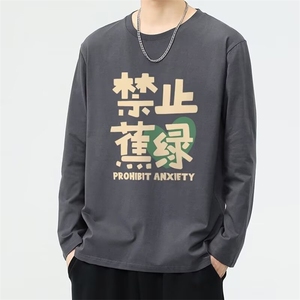 1506/QH2830/P25秋季打底衫长袖纯棉秋季港风印花宽松潮流上衣图片