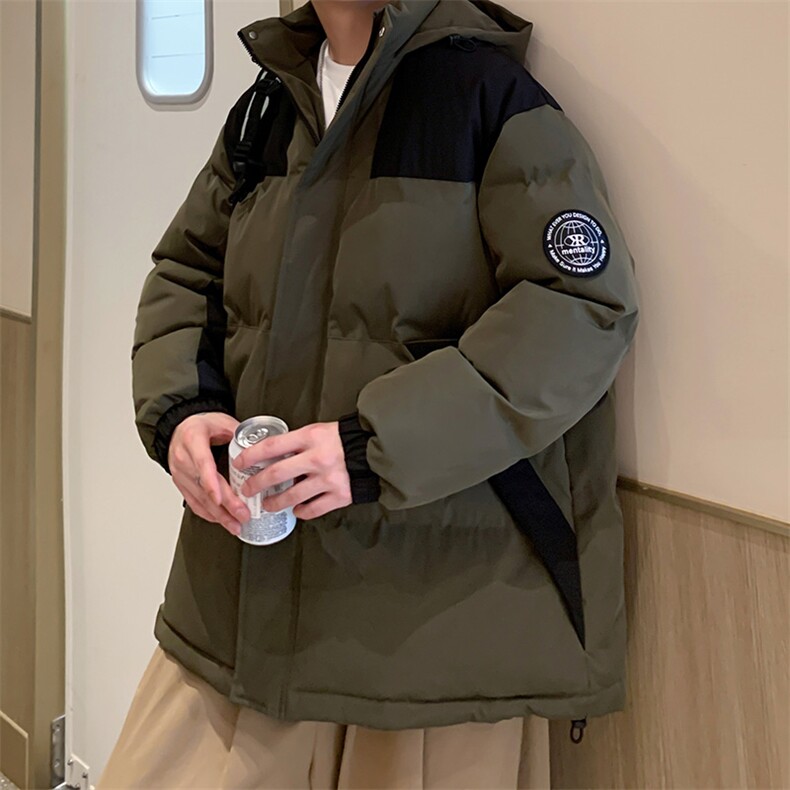 秋冬港风连帽时尚棉衣袖章宽松加厚冬季外套MY9308P-95,男装棉衣,电商A128