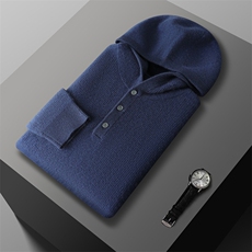 2025年秋季常规长袖套头连帽针织衫时尚百搭，男装针织衫/毛衣，溪贝羊绒