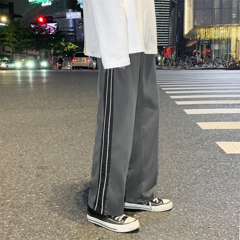 K404-P45秋季新款休闲裤男士大码阔腿裤垂感直筒裤子宽松时尚潮流图片