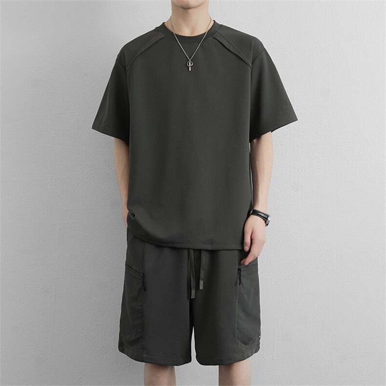 男韩版套装2026新款夏季工装短裤休闲运动服两件套男装图片