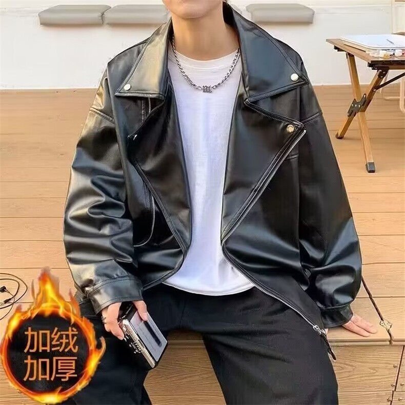 【加绒款】2023美式秋季夹克新款男时尚潮皮夹克外套RLW26P80,男装夹克,星座1116-2