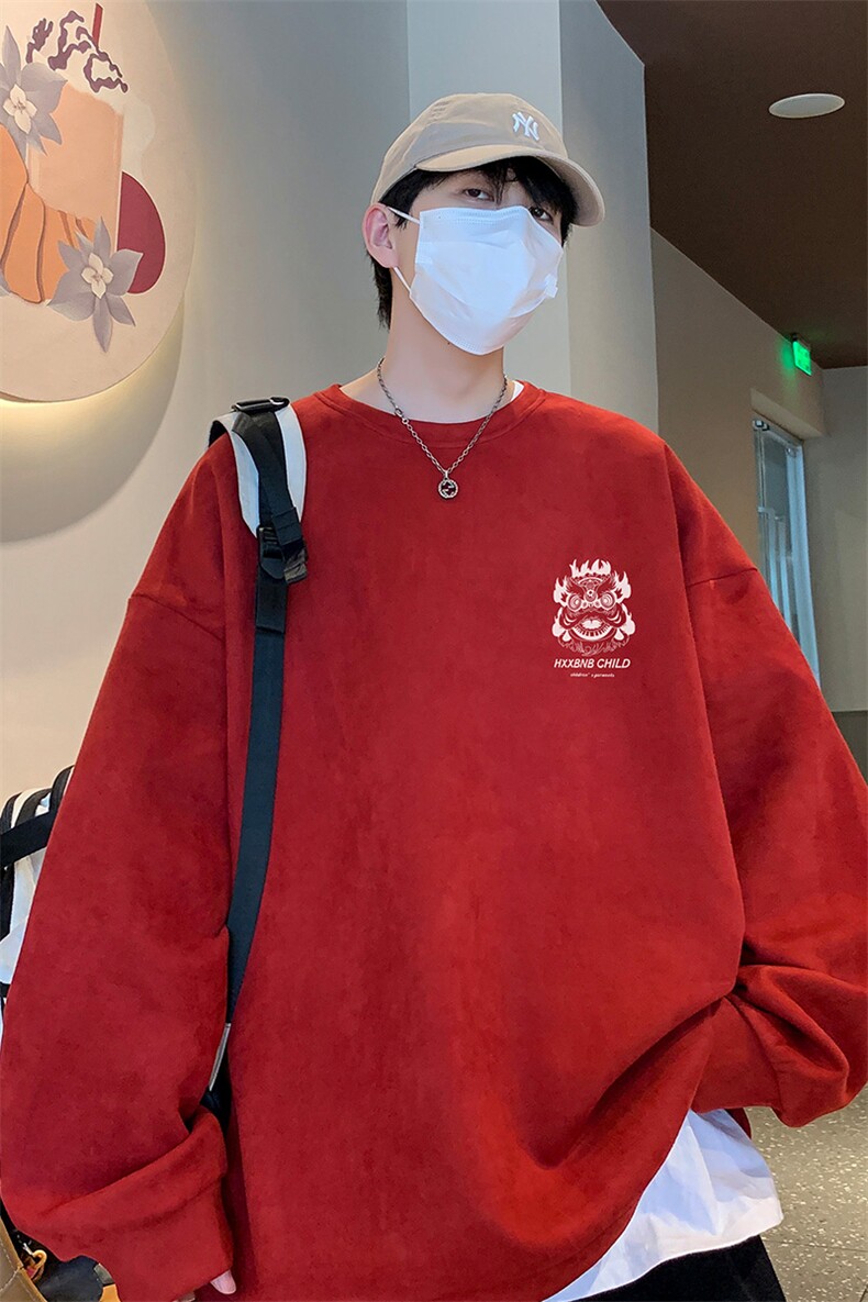 已注册直播抖音得物高品质麂皮绒圆角开叉宽松男卫衣W3039P45,男装卫衣,电商C408(原B339-1)