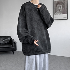 8XL-M美式复古街头风圆领卫衣男特大码上衣套头打底衫WY11P50控68，男装卫衣，电商D206-1