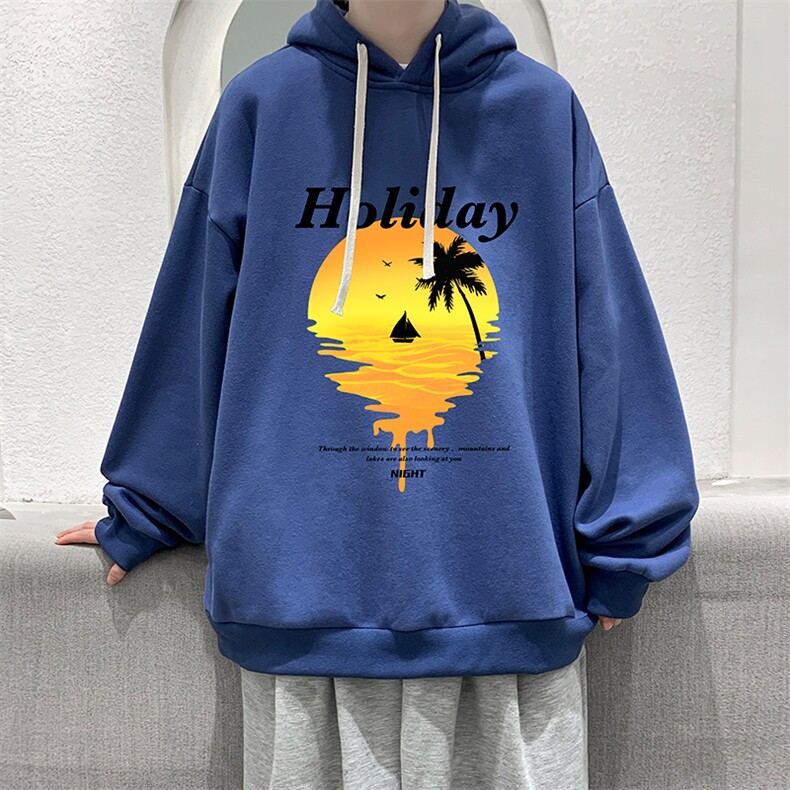 WY2266-P35加绒款-P40纯棉连帽卫衣男大码运动帽衫宽松薄外套男,男装卫衣,电商A040