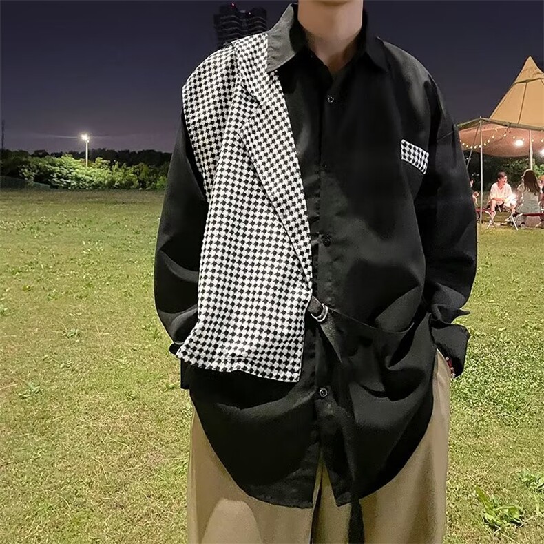 冷淡风男装高级感炸街衬衫男假两件设计感小众长袖C361P38,男装衬衫,星座1116-2
