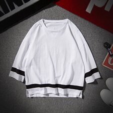 19夏季新款挂拍日系潮牌大码宽松T恤国潮印花七分袖T381，男装T恤，电商A021A