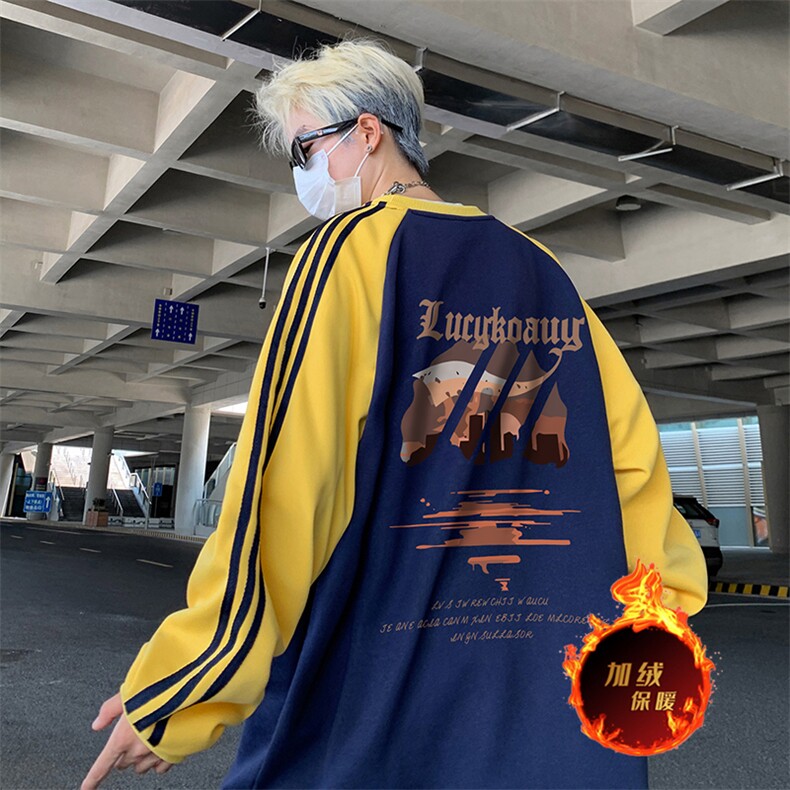 抖音得物供货提供视频秋冬重磅美式宽松织带圆领卫衣0744,男装卫衣,电商A486