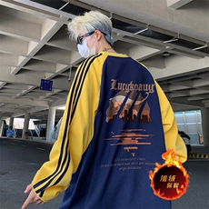 抖音得物供货提供视频秋冬重磅美式宽松织带圆领卫衣0744，男装卫衣，电商A486
