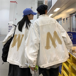 春季港风情侣不一样印花牛仔夹克外套男JK567-P6588图片