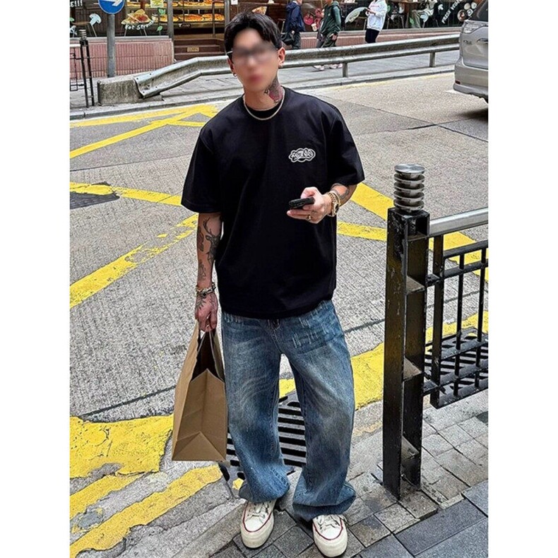 706-1-T9185-P35特P现货重磅原版刺绣夏季字母刺绣短袖T恤,男装T恤,星座706-1