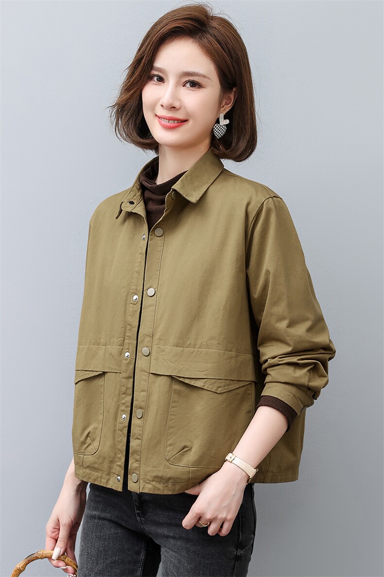 休闲薄款外套女短款2024年秋季新款妈妈装中老年大码宽松夹克上衣,女装短外套,曼沙奕珂