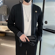 秋季新款针织开衫男小蜜蜂绣花男式外套夹克韩版修身毛衣M802，男装针织衫/毛衣，星座1116A-2（原606A-1）