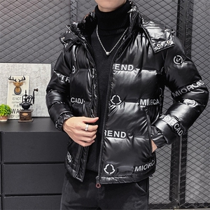 冬季新款大码加厚连帽压花短款潮牌情侣时尚羽绒服图片