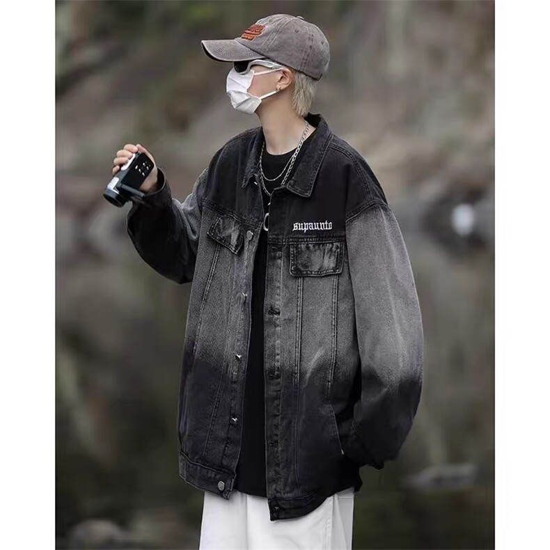 美式vibe复古渐变牛仔夹克男春秋季痞帅宽松休闲工装外套JT03/P62,男装夹克,星座506