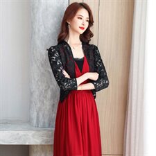 2023年夏季绣花开衫短款修身百搭蕾丝衫/雪纺衫时尚潮流，女装蕾丝衫/雪纺衫，婵米儿