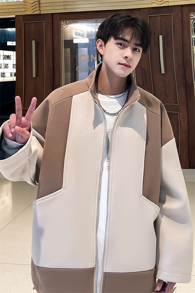 男装呢料夹克2026秋冬季新款毛呢大衣男生外套XZ514-2-F607-P115,男装夹克,星座514-2(原B239)