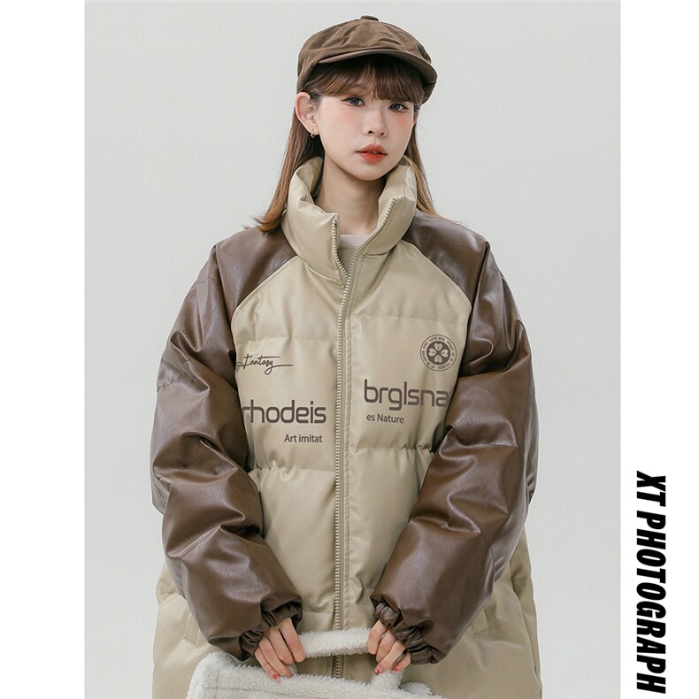 中性风23新款冬季时尚百搭宽松PU皮棉服外套MY65202P115控158,男装棉衣,电商A268