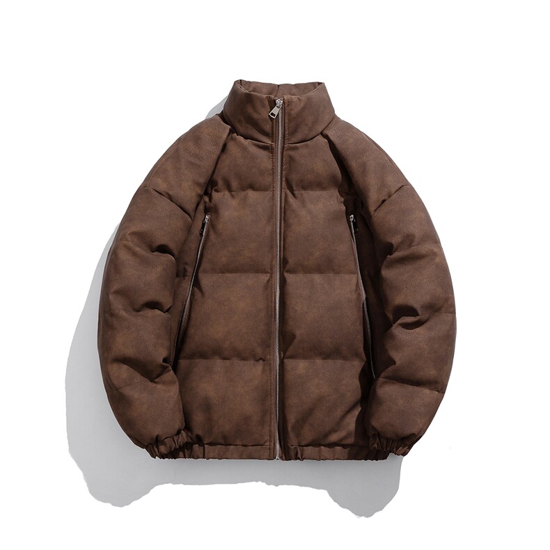 白底PU皮复古做旧双侧金属拉链设计夹克式棉衣男MY77092P130控198,男装夹克,星座227-7
