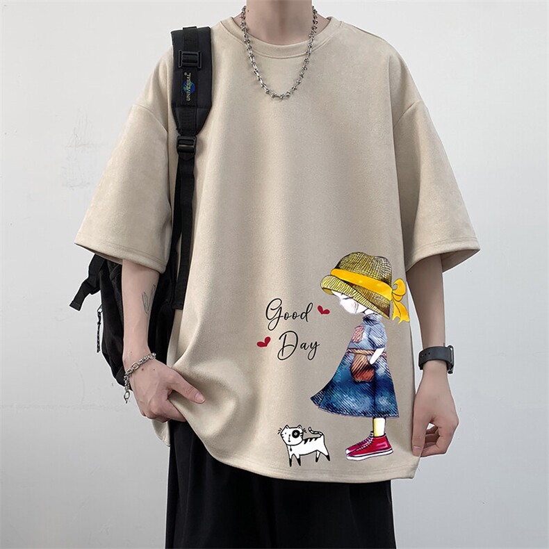 麂皮绒短袖t恤男大码半袖男 JD82415-P25图片