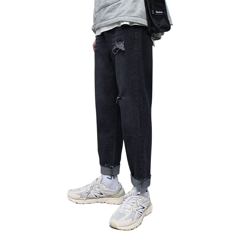 港风春季新款男士休闲百搭破洞牛仔裤韩版潮流百搭裤子7102-P35,男装牛仔裤,电商A318