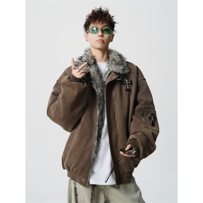 706-LK6212-P118  现货  冬季男士座山雕十字架加厚棉服保暖外套图片