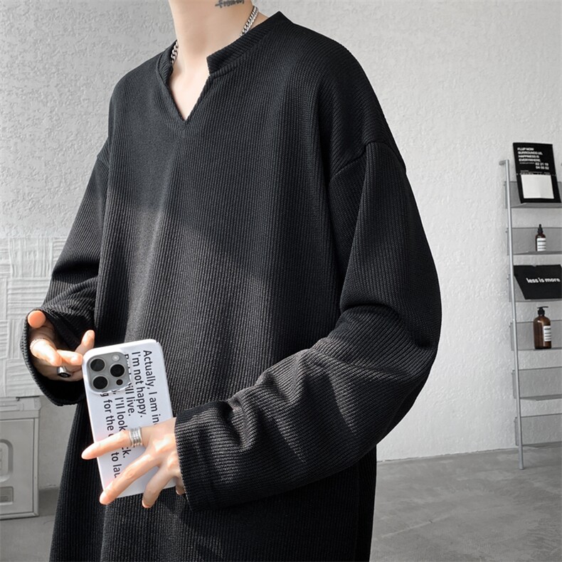8XL-M长袖打底衫T恤V领针织体恤麦穗条卫衣加肥加大码TX3102特P35图片