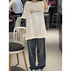 T0635-P3024新款男女学生上衣潮牌字母星星小众纯棉短袖，男装T恤，星座617A-2