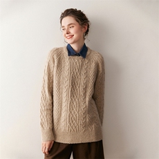 重工七针加厚~羊绒衫女绞花半高领时尚百搭毛衣针织打底秋冬新款，女装羊绒衫，绒创羊绒