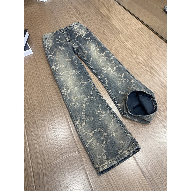 B221美式ins高街提花宽松微喇加绒牛仔裤LK24225-特P58控88,男装牛仔裤,电商B221