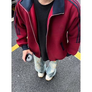 抖音得物高品质 美式高街重磅结构设计拼接织带立领卫衣外套 CM42图片