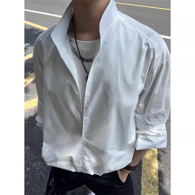 网图+秋+冰丝boxy正肩版长袖衬衫W1301/特P48,男装衬衫,电商B350