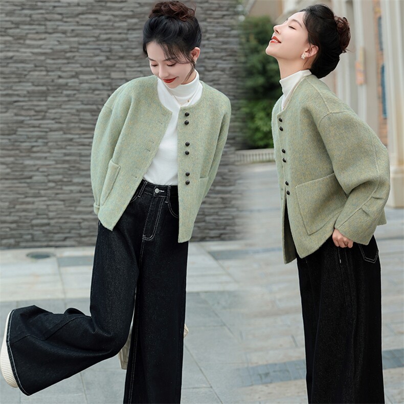 韩版短款双面羊绒大衣女时尚2025新款春季超好看洋气减龄毛呢外套，女装毛呢外套，仟媚宠