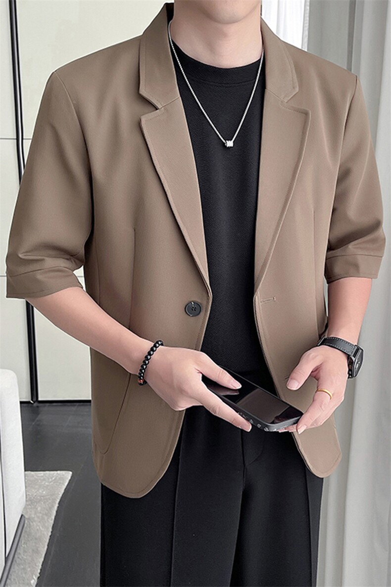 轻熟风~2025春季新款百搭贴袋设计薄款中袖西装X902/P95,男装西服套装,电商B331