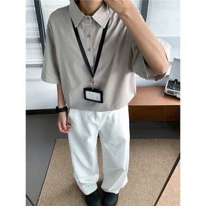 高品质老钱风亚麻男士polo衫短袖衬衫领T恤夏装宽松半袖S433-特32图片