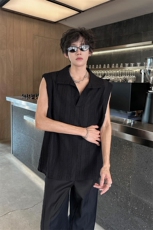 8XL-M夏竖条纹纯棉背心男韩版宽松坎肩休闲运动午休T恤肌理DX333，男装背心/马甲，电商D206-1