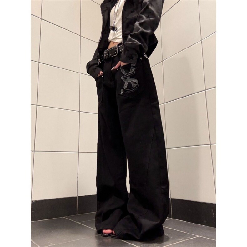 1506-1/GXFG-N600/P67.9美式复古标语字母拼接牛仔裤,男装牛仔裤,星座1506A