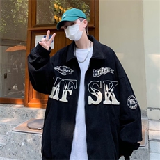 街头夹克灯芯绒棒球服男春季2023新款宽松bf风翻领外套JK940-P76，男装夹克，星座1103-3