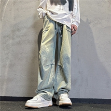 k1085-p55-控78S-3XL现货折皱宽松cleanfit牛仔裤，男装牛仔裤，星座116