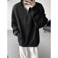 8XL-M重磅软糯美式半拉链立领卫衣男秋宽松大码复古POLO衫WY32P58，男装Polo衫，电商D206-1