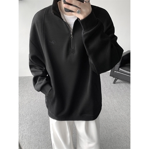 8XL-M重磅软糯美式半拉链立领卫衣男秋宽松大码复古POLO衫WY32P58图片