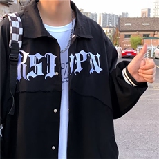 春秋季情侣复古宽松刺绣外套潮牌设计感拼接夹克男女W4847-P55，男装夹克，星座512-2