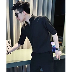 夏季男士短袖冰丝衬衫高级感上衣潮流时尚流行简约新款C2065，男装T恤，星座1116A-2（原606A-1）
